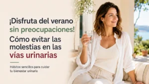 Mujer disfrutando del verano y cuidando su bienestar urinario