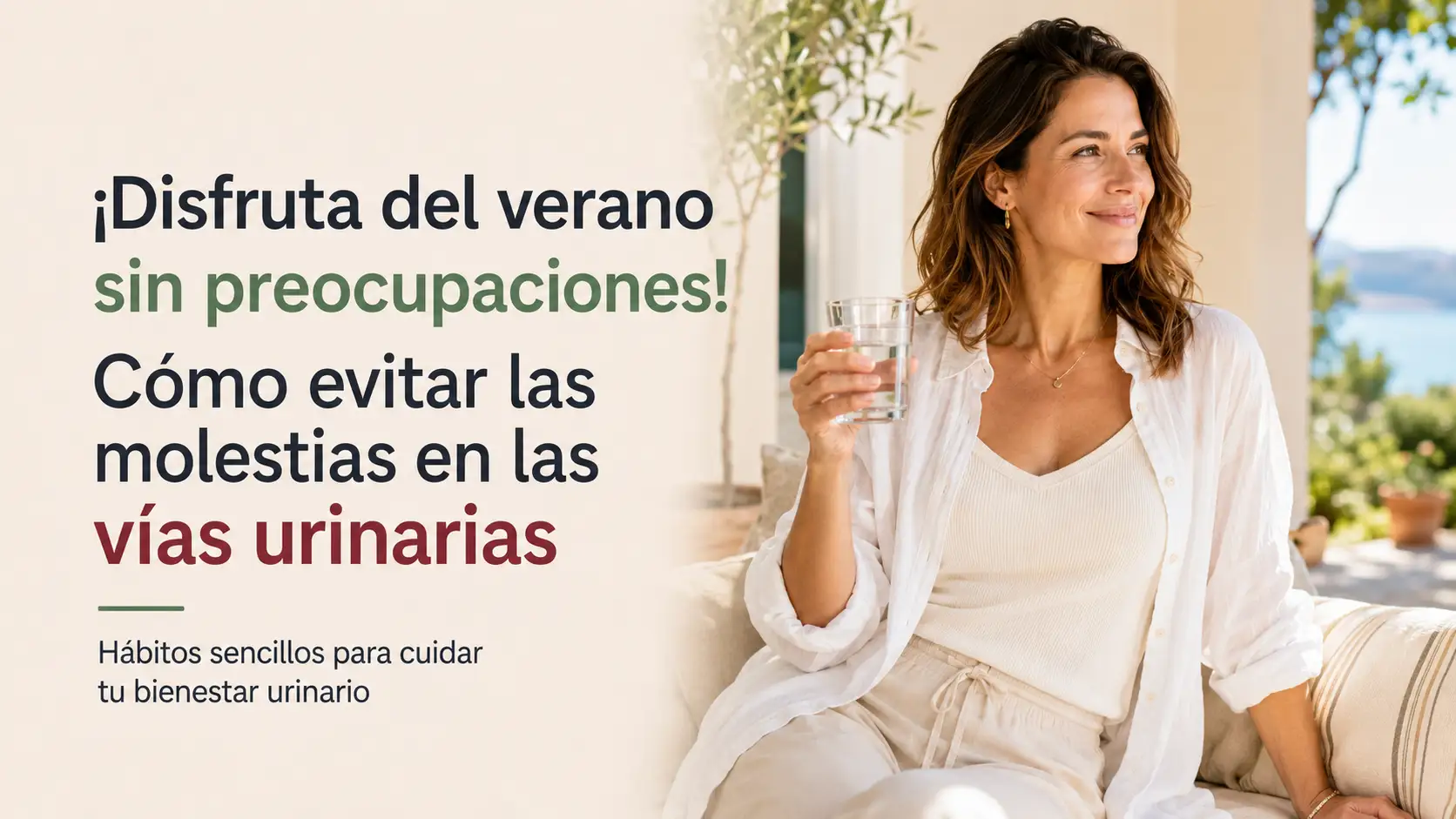 Mujer disfrutando del verano y cuidando su bienestar urinario