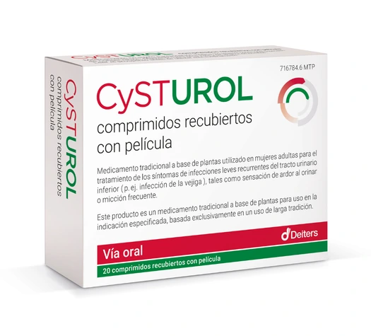 Envase de Cysturol 20 comprimidos