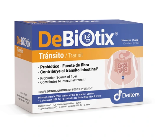 Envase de DeBiotix Tránsito con 10 sobres