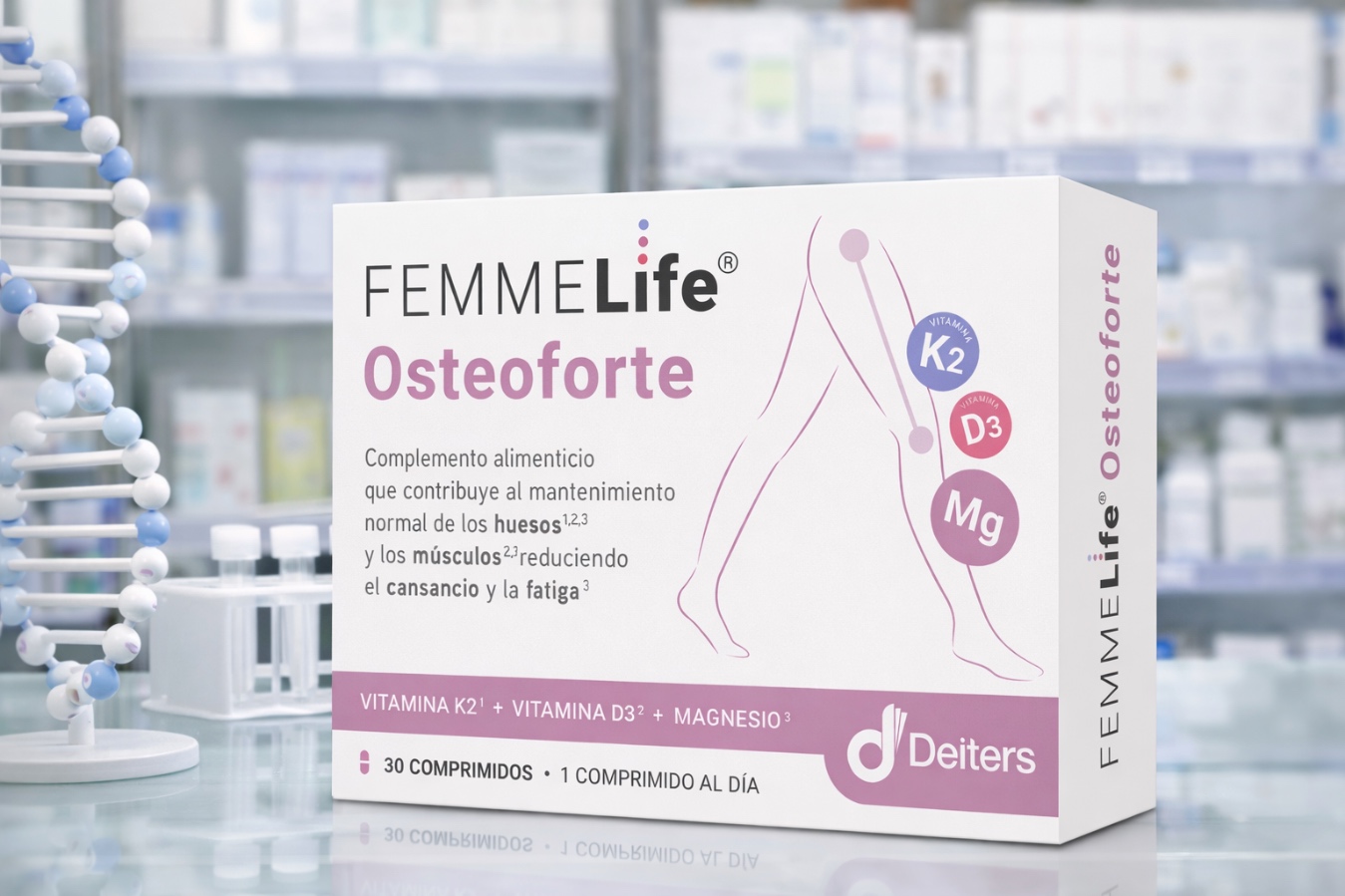 Complemento alimenticio Femmelife Osteoforte para el cuidado de los huesos en la menopausia