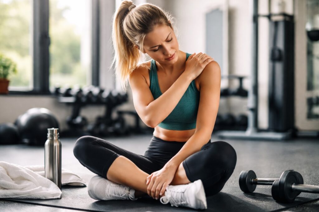 Persona recuperándose después de entrenar con molestias musculares leves