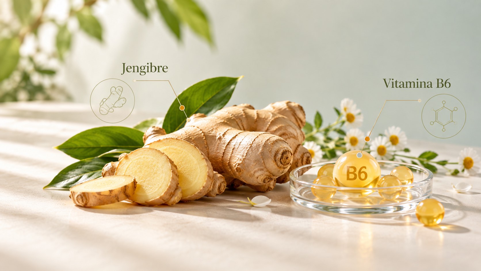 Jengibre y vitamina B6 como apoyo frente a las náuseas del embarazo