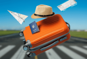 Maleta de viaje representando el verano y los desplazamientos