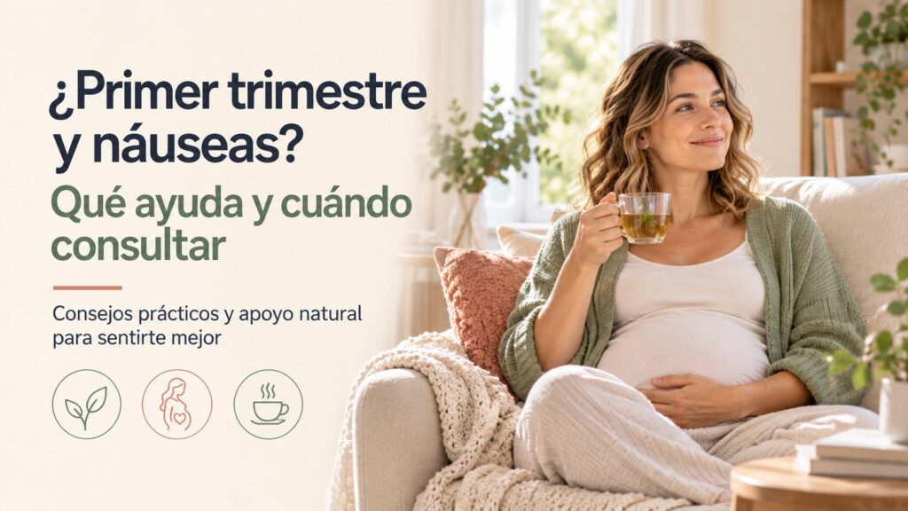 Mujer embarazada durante el primer trimestre con náuseas