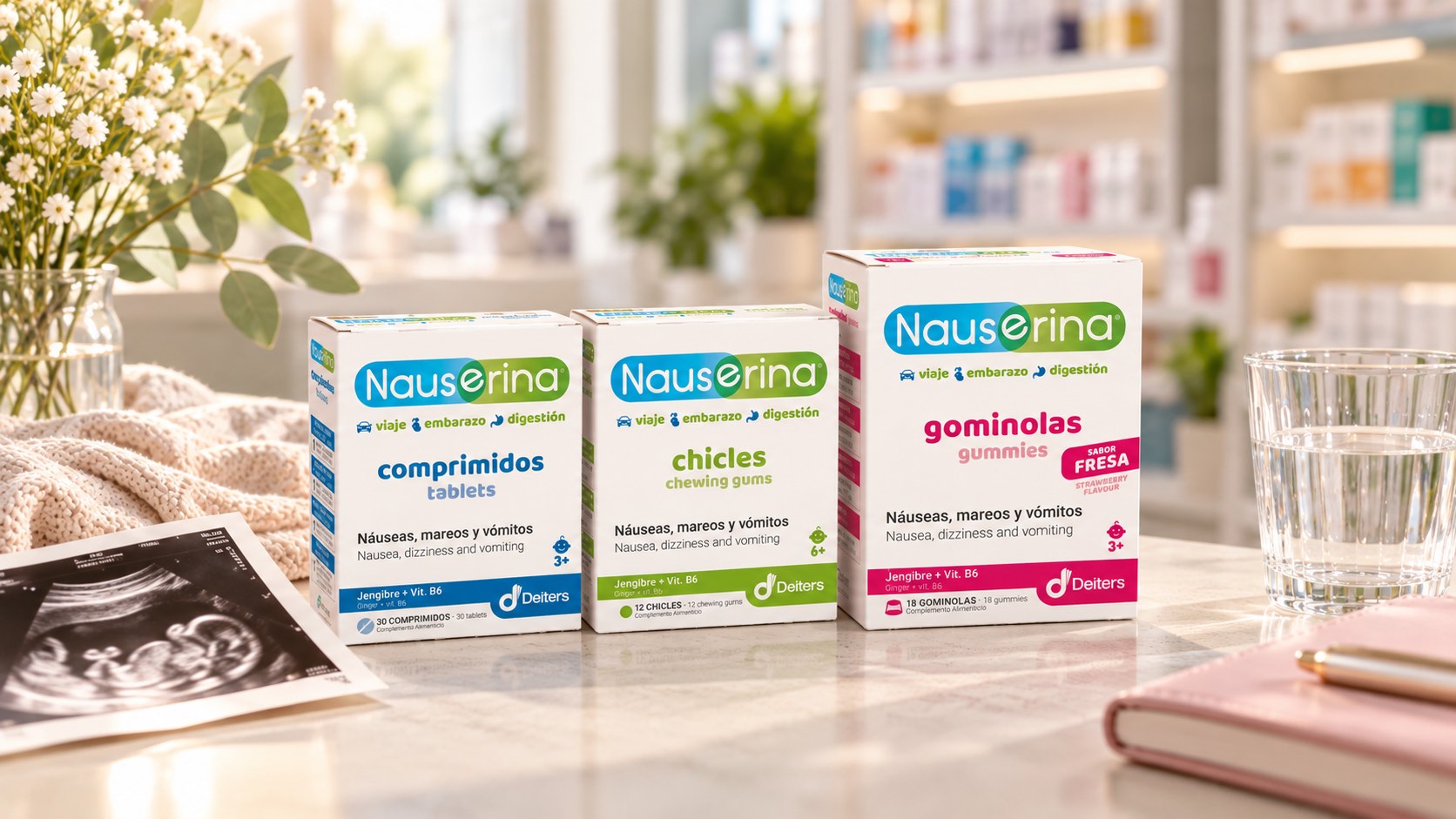 Alternativo para SEO: Nauserina con jengibre y vitamina B6 para las náuseas durante el embarazo