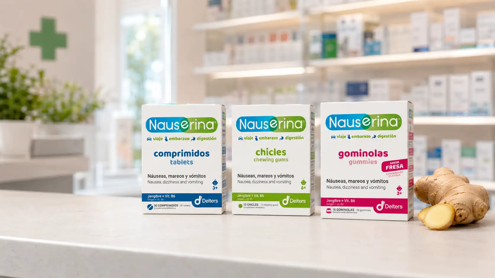 Nauserina®, ahora con vitamina B6, está formulada con extracto de jengibre y puede ser una opción de apoyo durante el embarazo Nauserina con extracto de jengibre y vitamina B6 disponible en farmacia