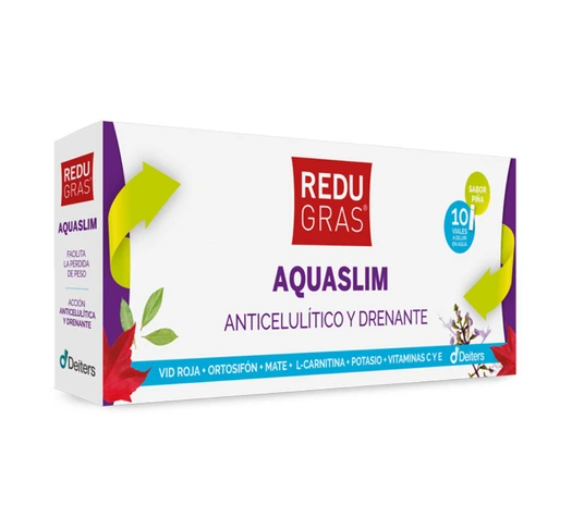 Envase de REDUGRAS AQUASLIM con 10 viales de 10 ml