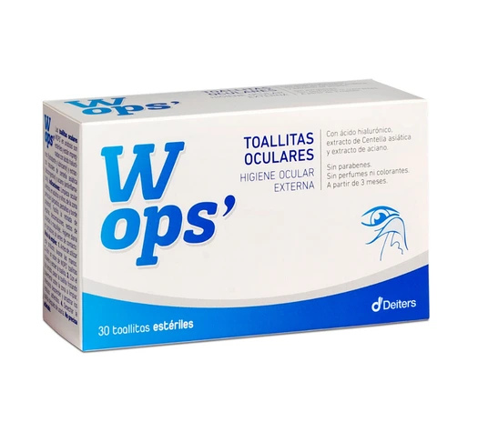 Envase de WOPS' TOALLITAS OCULARES con 30 unidades